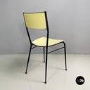 Italian mid-century modern Chair in light yellow laminate and black metal, 1960s