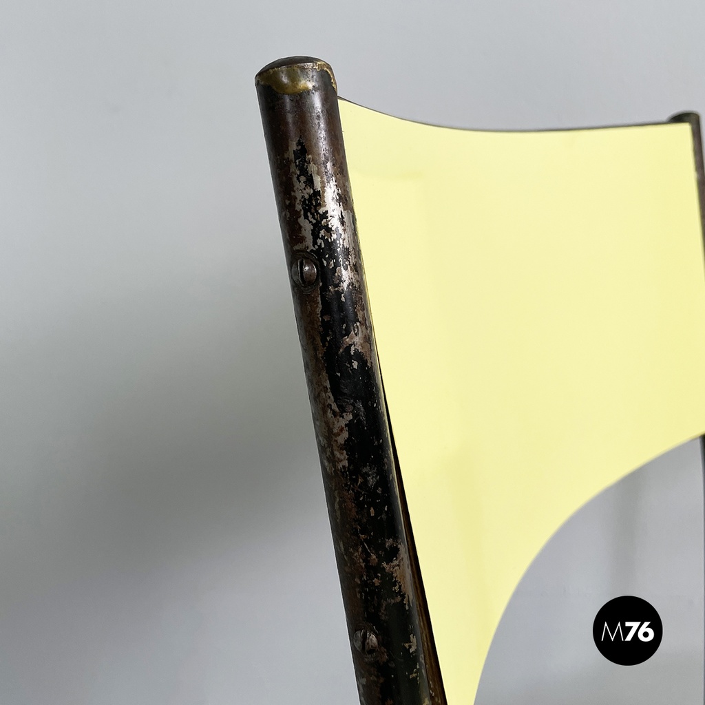 Italian mid-century modern Chair in light yellow laminate and black metal, 1960s