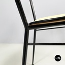 Italian mid-century modern Chair in light yellow laminate and black metal, 1960s
