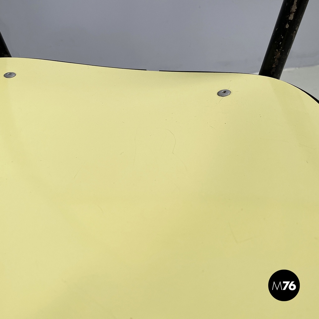 Italian mid-century modern Chair in light yellow laminate and black metal, 1960s