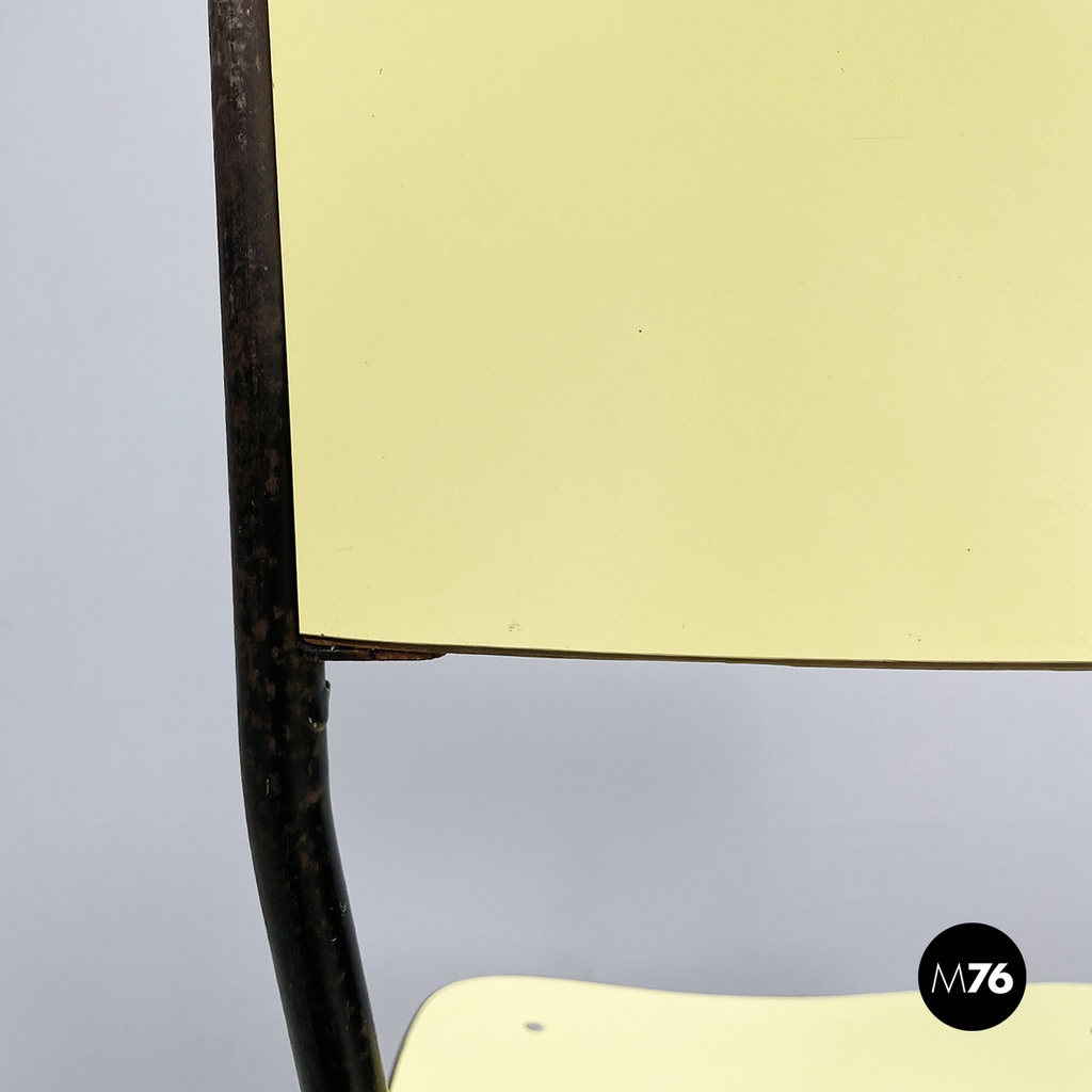Italian mid-century modern Chair in light yellow laminate and black metal, 1960s