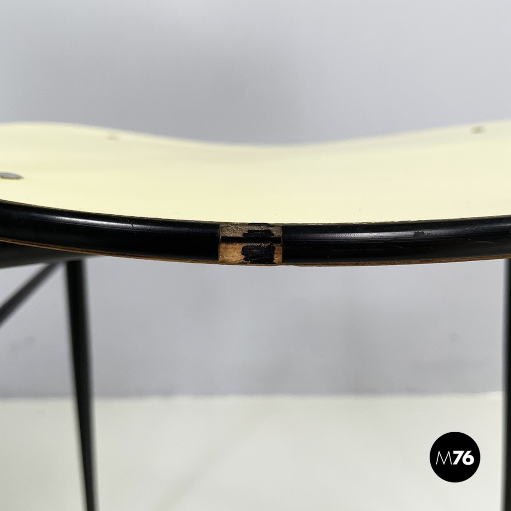 Italian mid-century modern Chair in light yellow laminate and black metal, 1960s