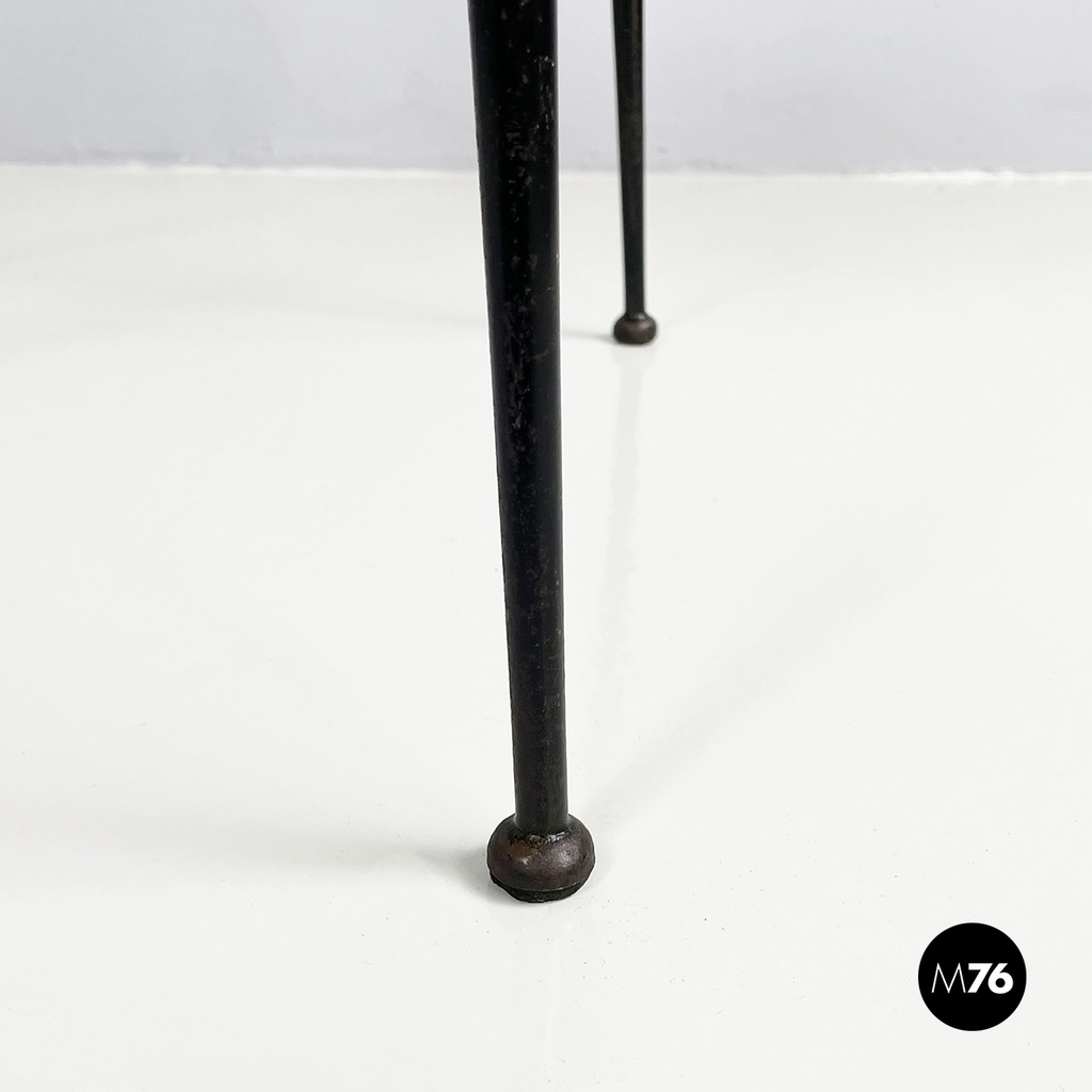 Italian mid-century modern Chair in light yellow laminate and black metal, 1960s