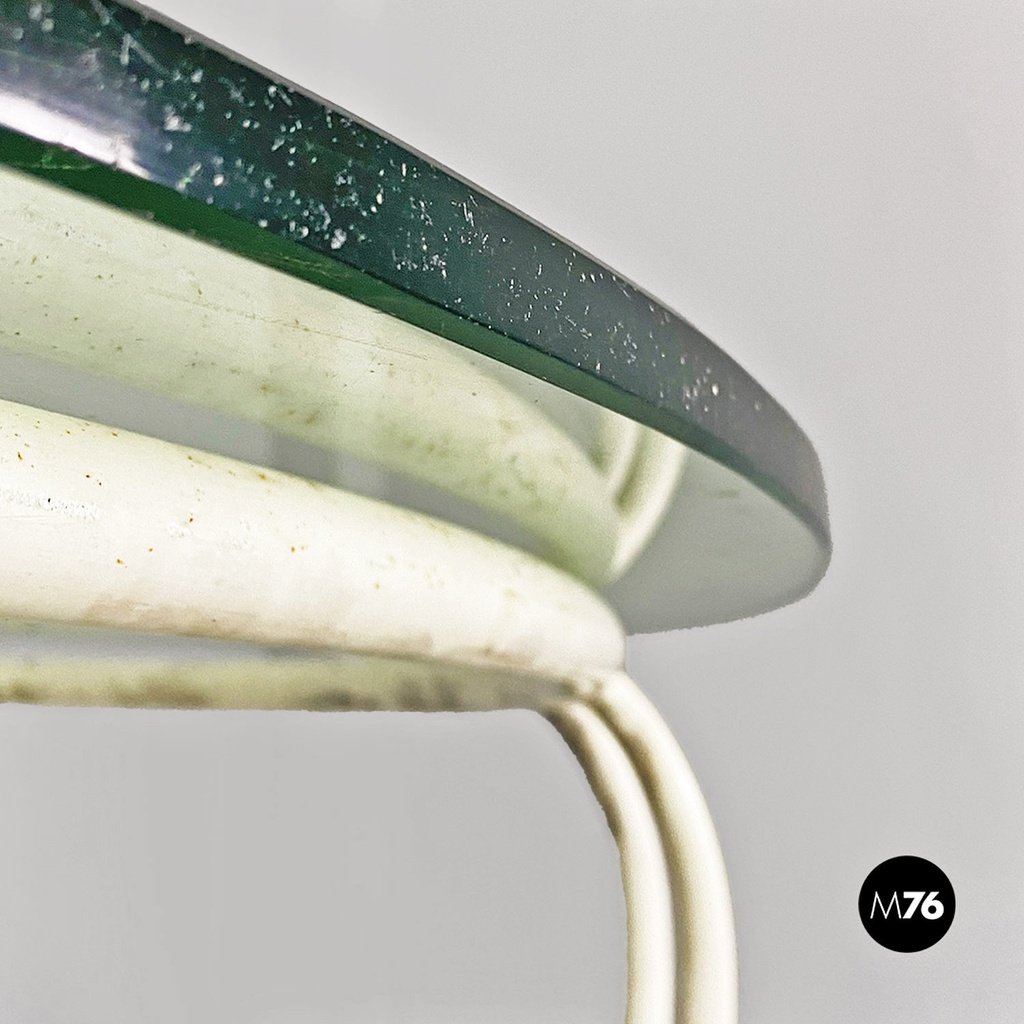 Tavolo da giardino in ferro bianco e vetro, 1960 ca.