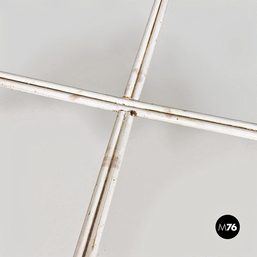 Tavolo da giardino in ferro bianco e vetro, 1960 ca.