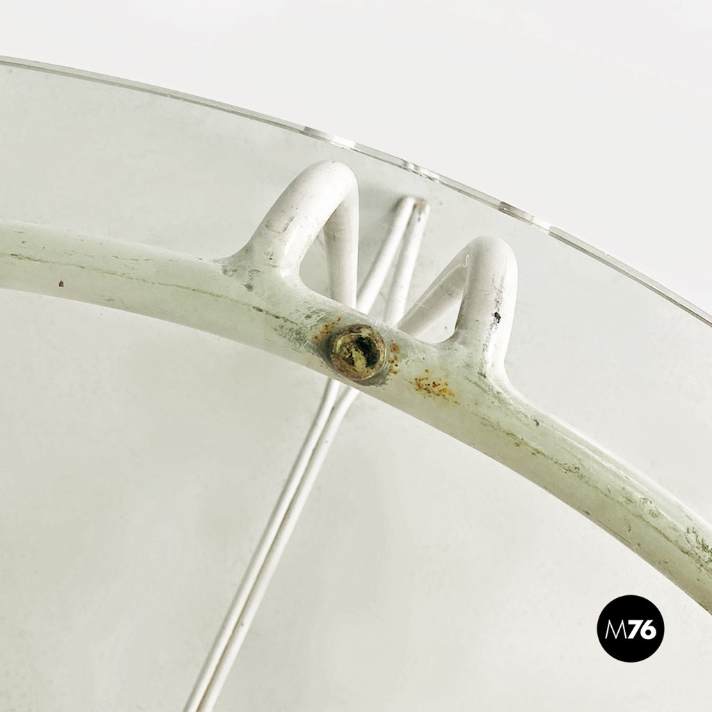 Tavolo da giardino in ferro bianco e vetro, 1960 ca.