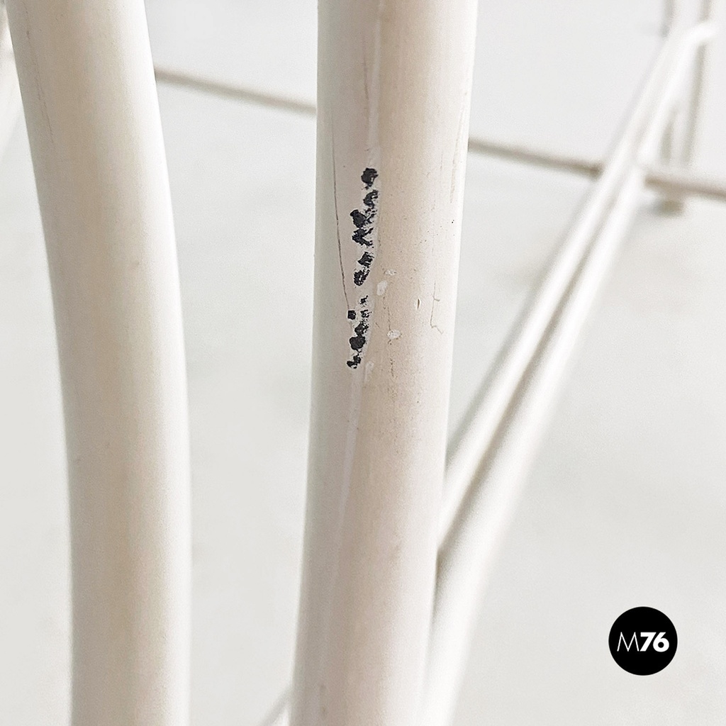 Tavolo da giardino in ferro bianco e vetro, 1960 ca.