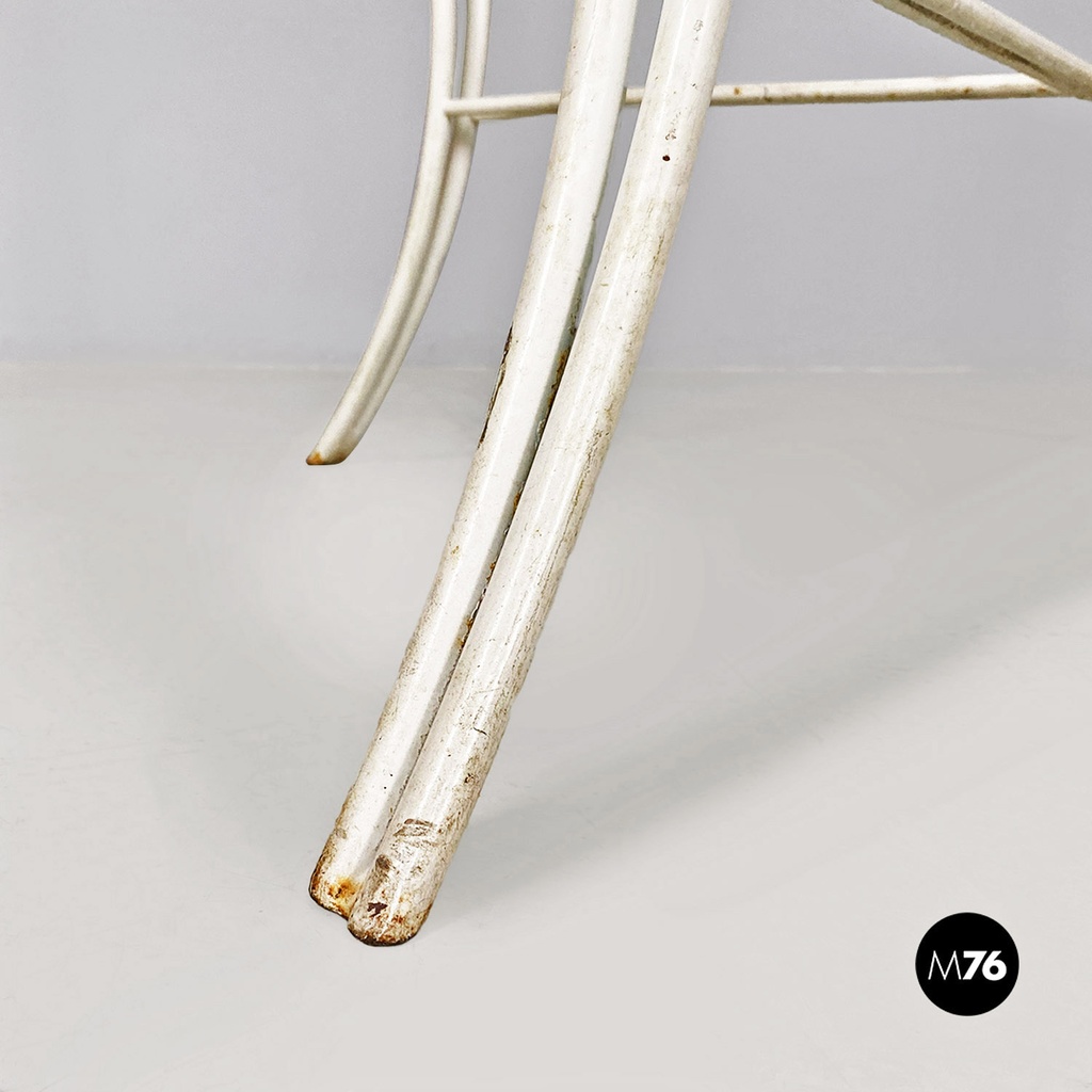 Tavolo da giardino in ferro bianco e vetro, 1960 ca.