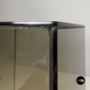 Italian modern golden wood and smoked glass coffee tables or pedestals, 1970s