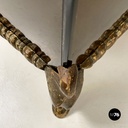 Italian modern golden wood and smoked glass coffee tables or pedestals, 1970s