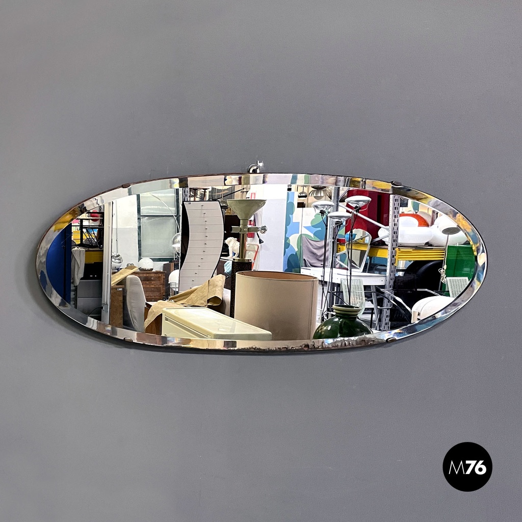 Italian mid-century modern oval wall mirror, 1950s