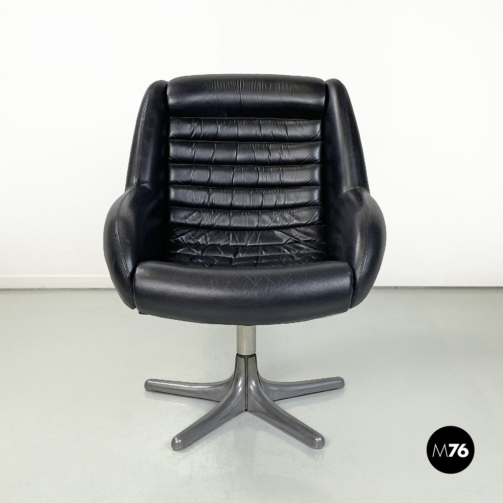 Poltrona in pelle nera di Cesare Casati per Arflex, 1960 ca.