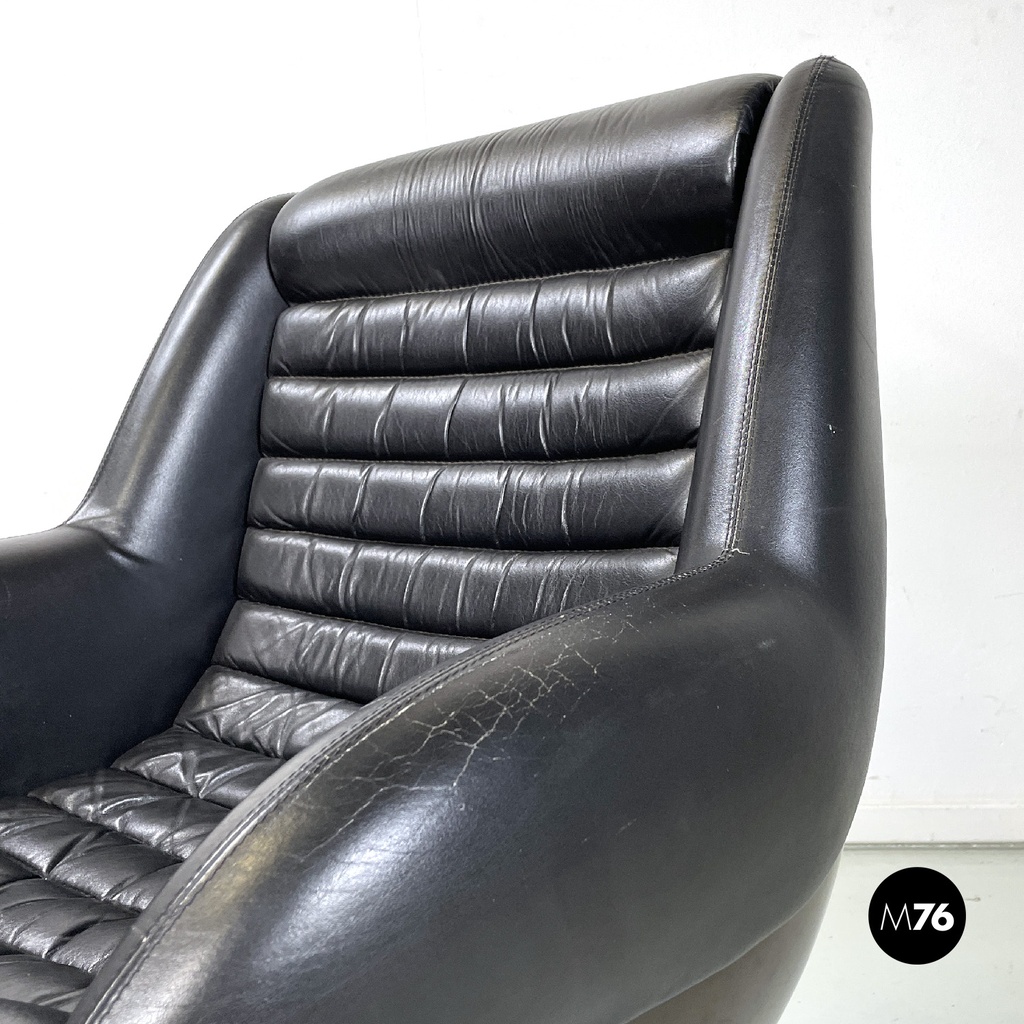 Poltrona in pelle nera di Cesare Casati per Arflex, 1960 ca.