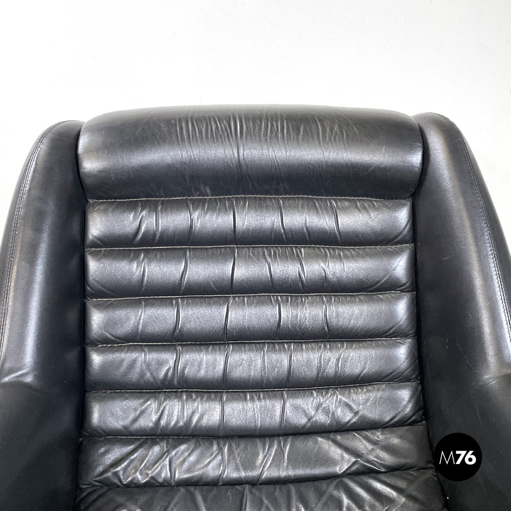 Poltrona in pelle nera di Cesare Casati per Arflex, 1960 ca.