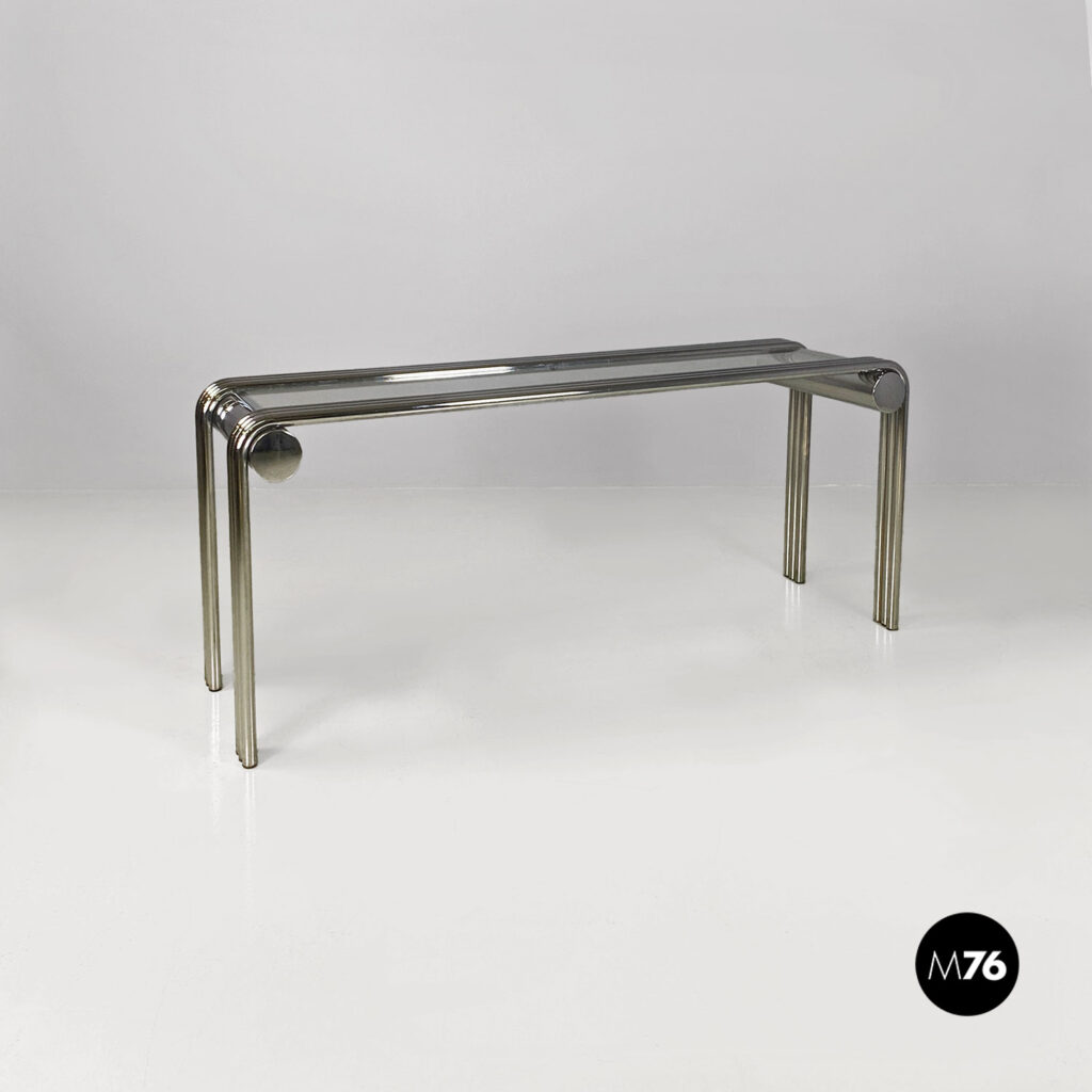 Consolle in vetro e acciaio, 1970 ca.
