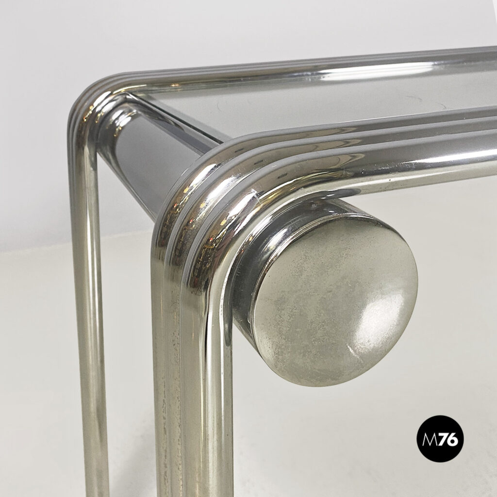 Consolle in vetro e acciaio, 1970 ca.