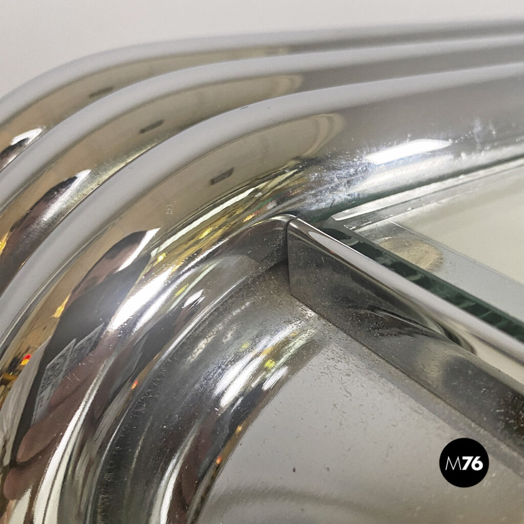 Consolle in vetro e acciaio, 1970 ca.