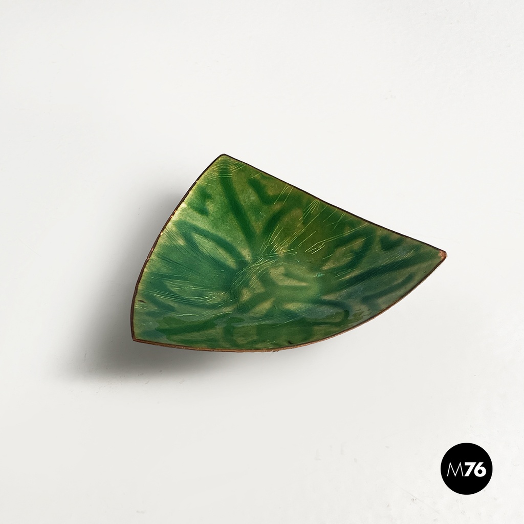 Posacenere in ceramica smaltata verde,1990 ca.