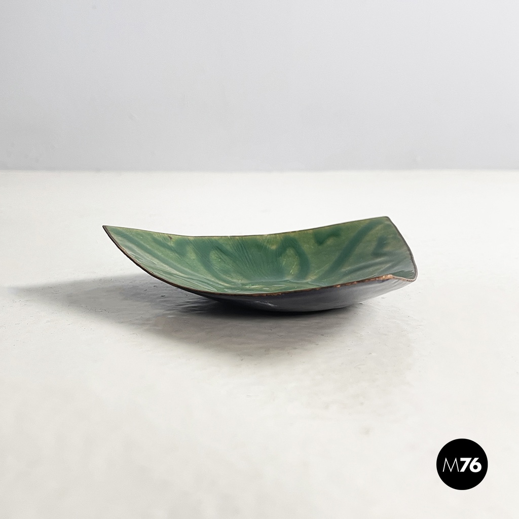 Posacenere in ceramica smaltata verde,1990 ca.