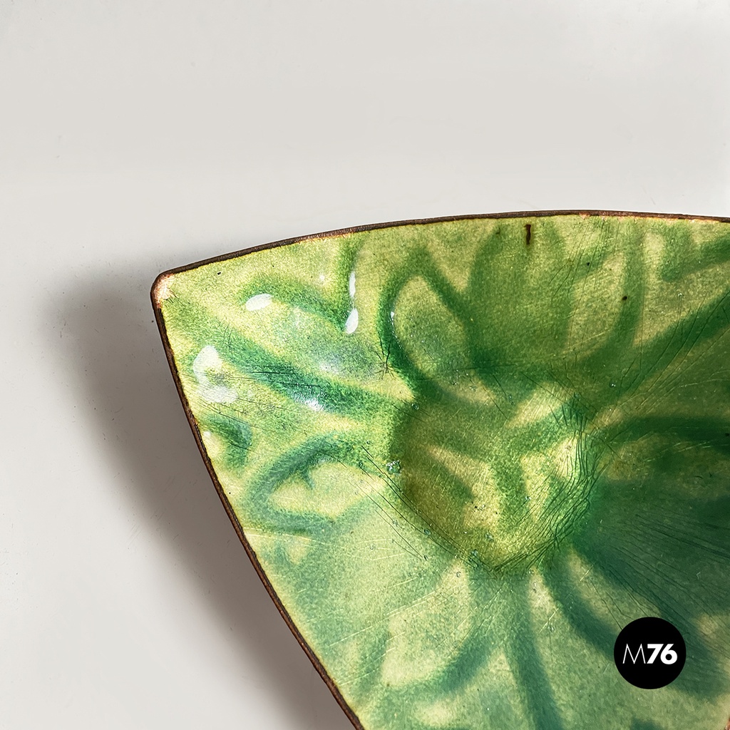 Posacenere in ceramica smaltata verde,1990 ca.