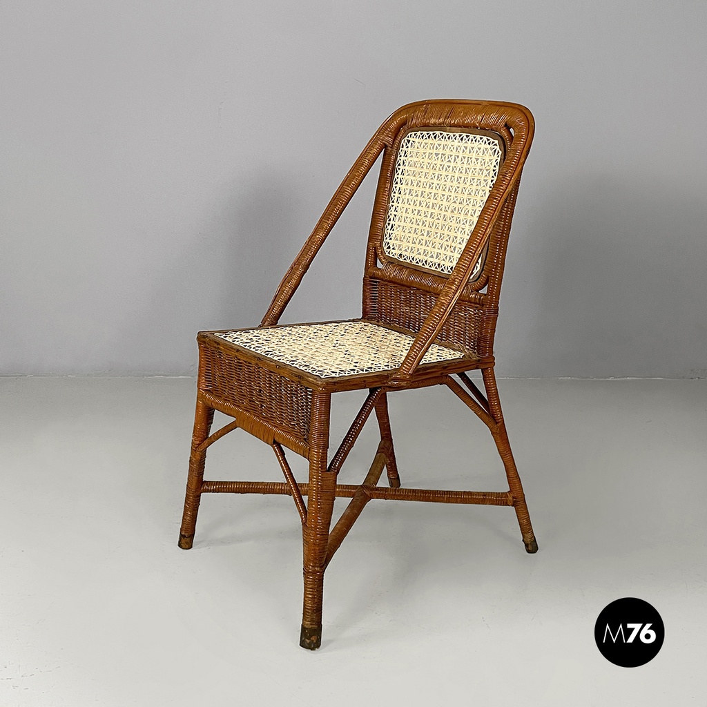 Sedia in paglia e rattan, 1960 ca.