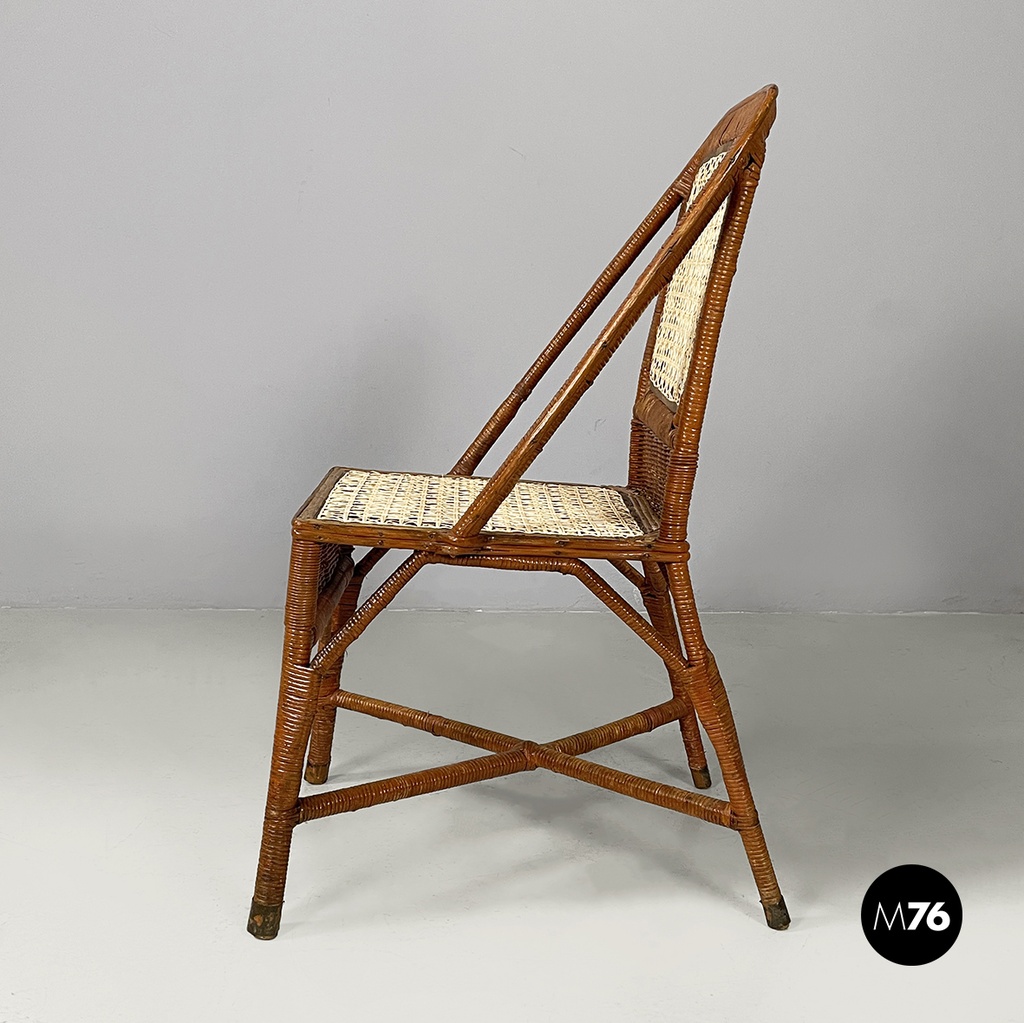 Sedia in paglia e rattan, 1960 ca.
