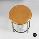 Sgabello in legno e metallo, 1960 ca.