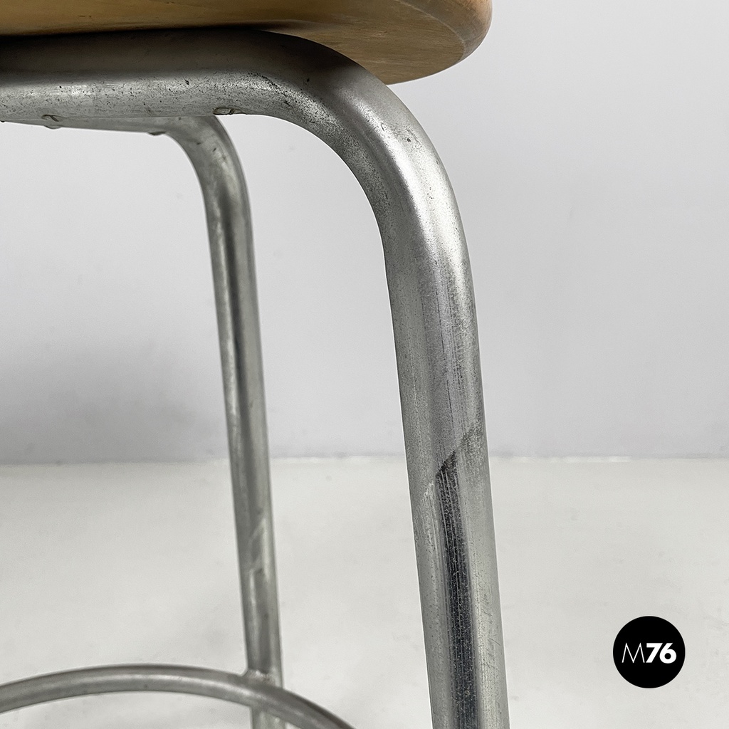 Sgabello in legno e metallo, 1960 ca.