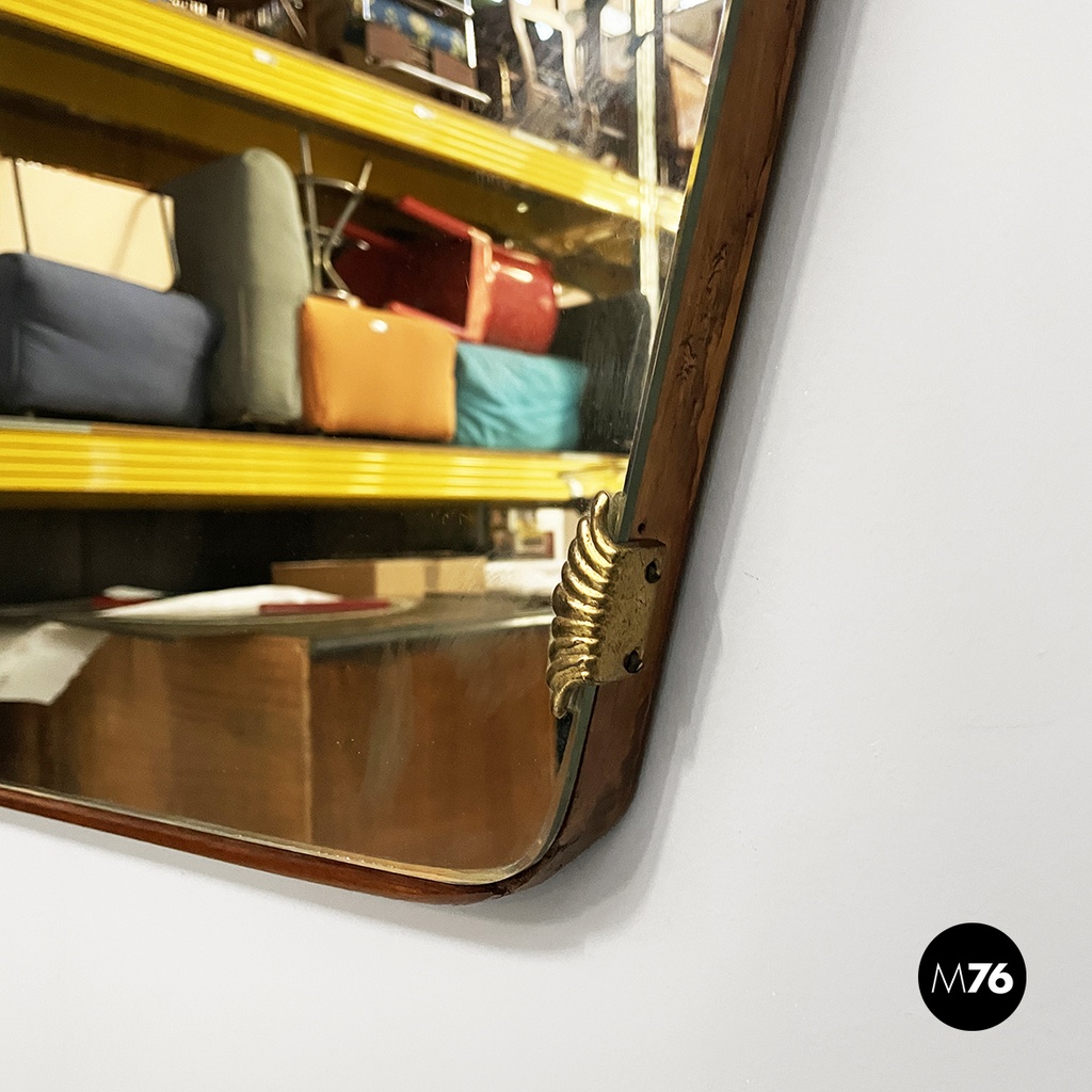 Specchio in legno e metallo, 1950 ca.