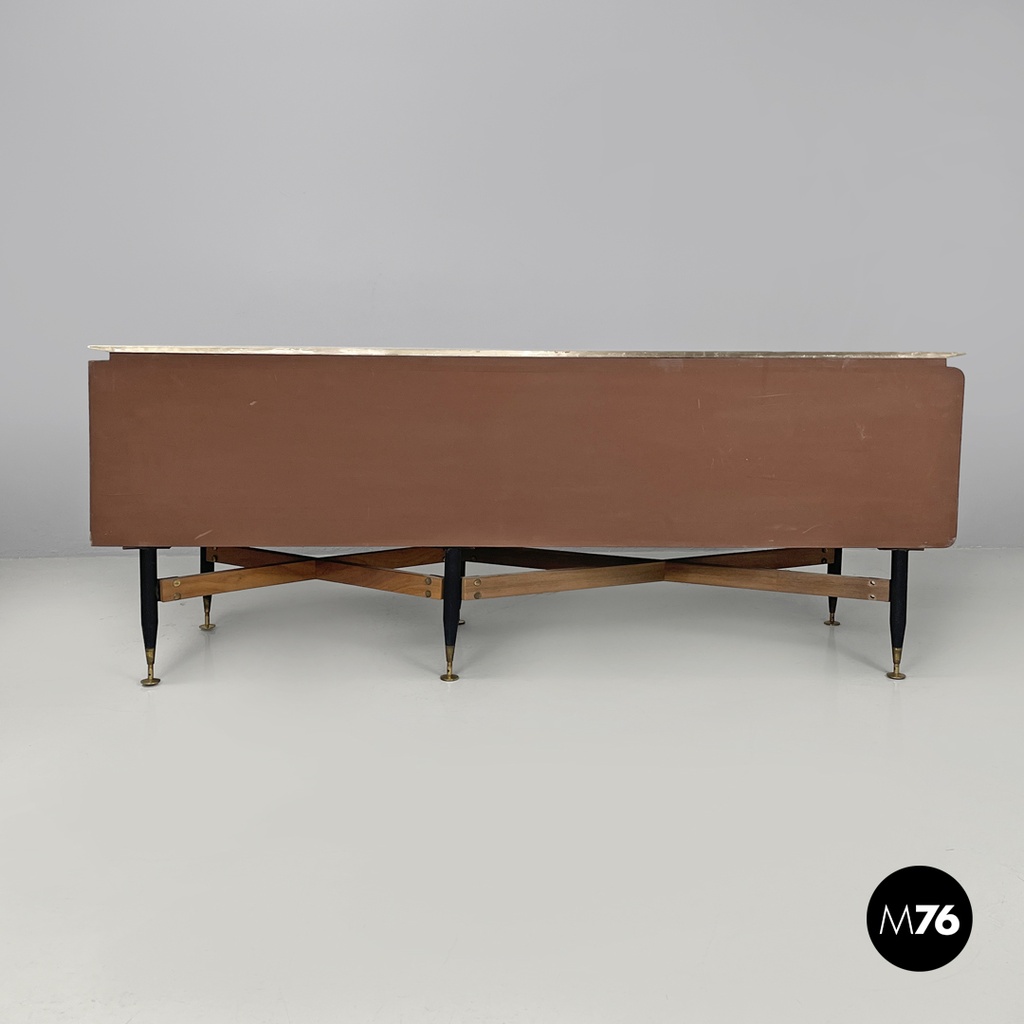 Sideboard in legno e marmo, 1960 ca.
