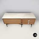 Sideboard in legno e marmo, 1960 ca.