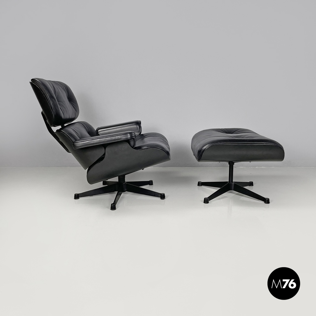 Poltrona e pouf 670 671 di Charles e Ray Eames per ICF, 1970 ca.