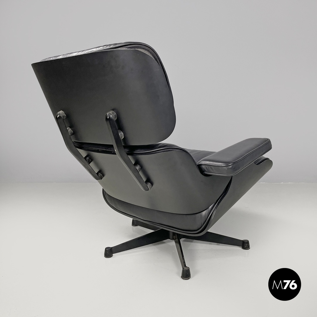 Poltrona e pouf 670 671 di Charles e Ray Eames per ICF, 1970 ca.