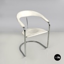 Sedia in pelle bianca e metallo, 1980 ca.