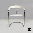 Sedia in pelle bianca e metallo, 1980 ca.