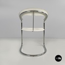 Sedia in pelle bianca e metallo, 1980 ca.