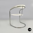 Sedia in pelle bianca e metallo, 1980 ca.