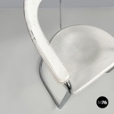 Sedia in pelle bianca e metallo, 1980 ca.