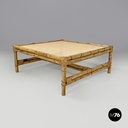 Tavolo da caffè in paglia di Vienna e rattan, 1970 ca.