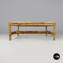 Tavolo da caffè in paglia di Vienna e rattan, 1970 ca.