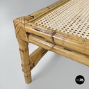 Tavolo da caffè in paglia di Vienna e rattan, 1970 ca.