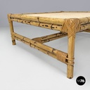 Tavolo da caffè in paglia di Vienna e rattan, 1970 ca.