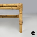 Tavolo da caffè in paglia di Vienna e rattan, 1970 ca.