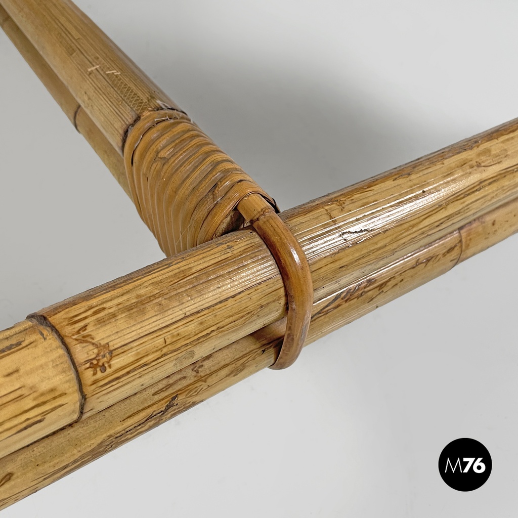 Tavolo da caffè in paglia di Vienna e rattan, 1970 ca.