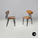 Sedie in formica marrone e metallo nero, 1960 ca. 