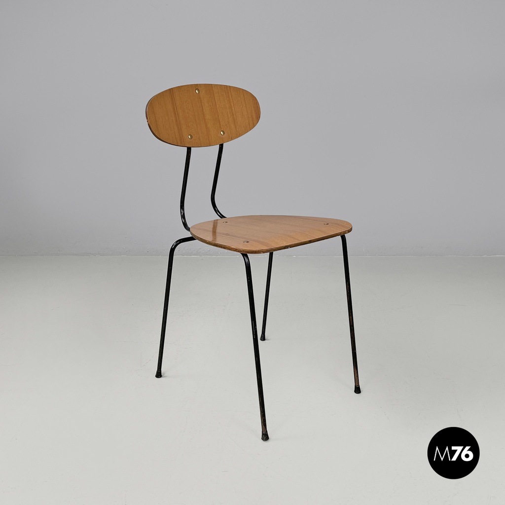 Sedie in formica marrone e metallo nero, 1960 ca. 
