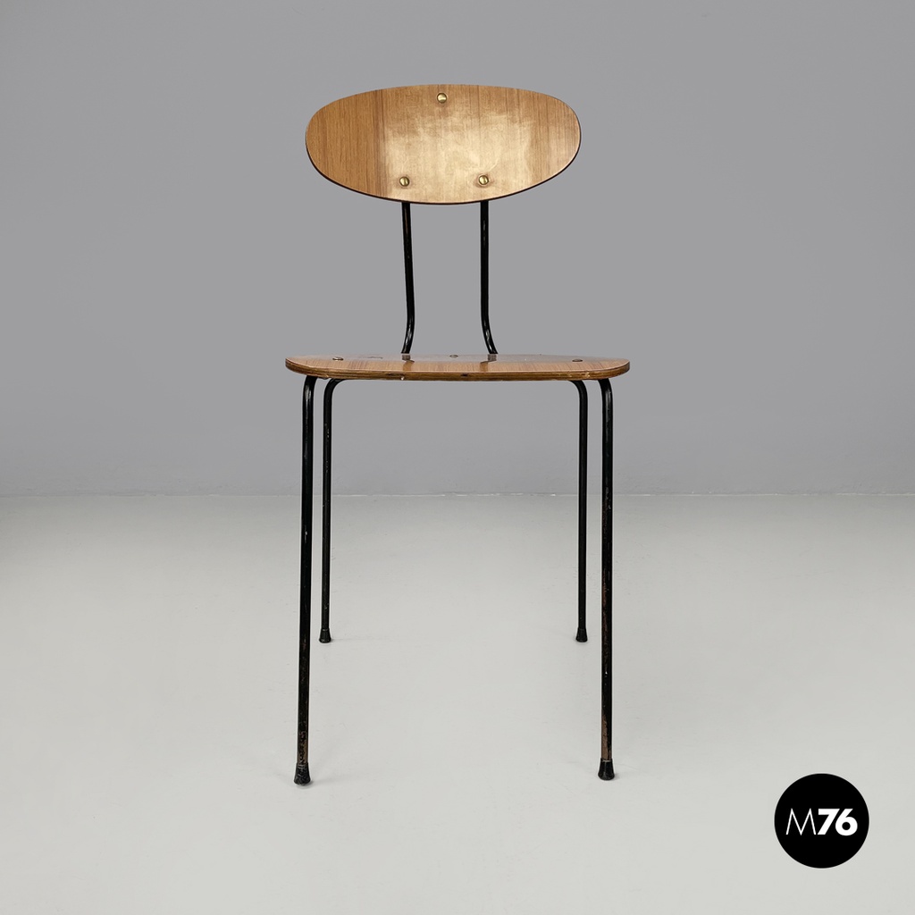 Sedie in formica marrone e metallo nero, 1960 ca. 