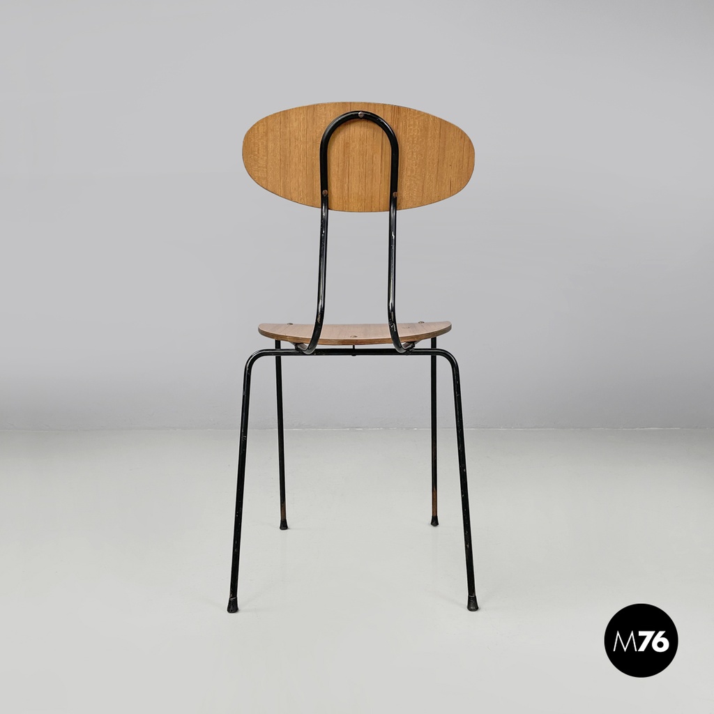 Sedie in formica marrone e metallo nero, 1960 ca. 