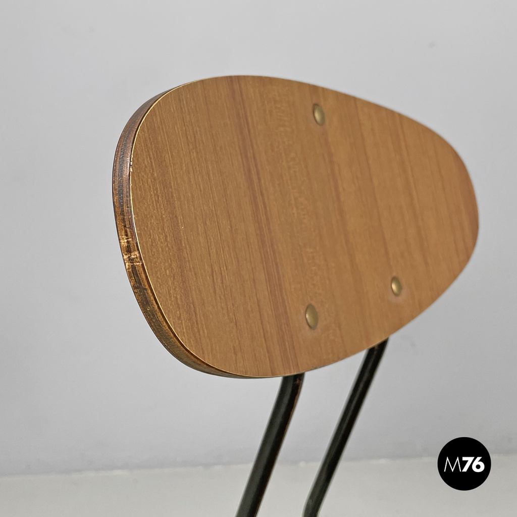 Sedie in formica marrone e metallo nero, 1960 ca. 
