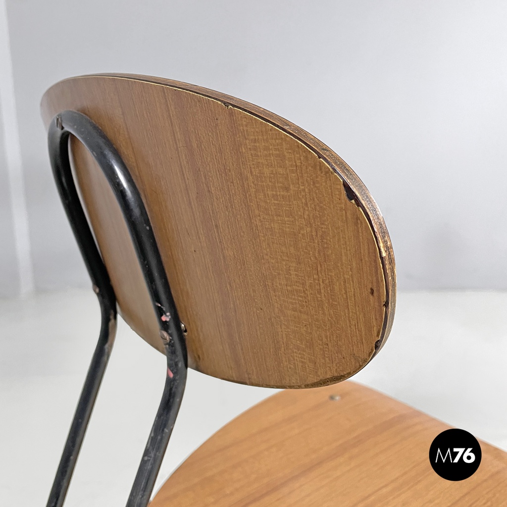 Sedie in formica marrone e metallo nero, 1960 ca. 
